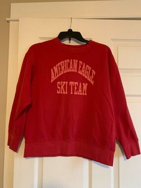 American Eagle Outfitters Red 'Ski Team' Crewneck Sweatshirt